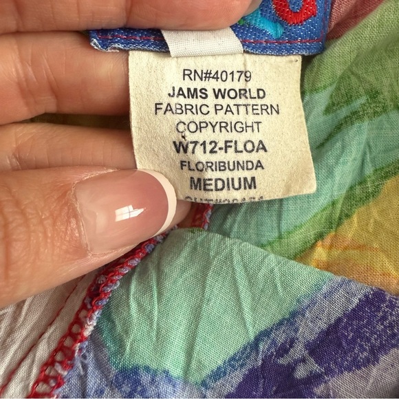 Jams World Floribunda Cropped Drawstring Pants Size M Tropical Hawaiian Boho - Picture 7 of 8